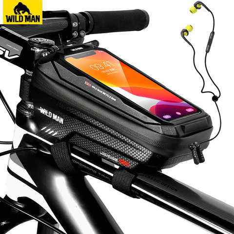 WILD MAN Bicycle Bag 5.5-6.6 Inch Phone Bag Waterproof Front Frame Bag Sensitive Touch Screen MTB Bag Road Bike Accessories ► Photo 1/6