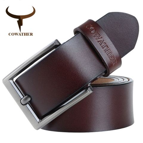 COWATHER 2022 men belt cow genuine leather luxury strap male belts for men new fashion classic vintage pin buckle dropshipping ► Photo 1/6