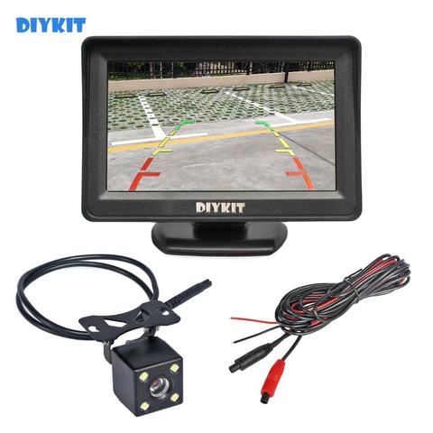DIYKIT 4.3 Inch Car Mirror Monitor Vehicle Rear View Reverse Backup Car LED Camera Video Parking System Easy Installation ► Photo 1/6