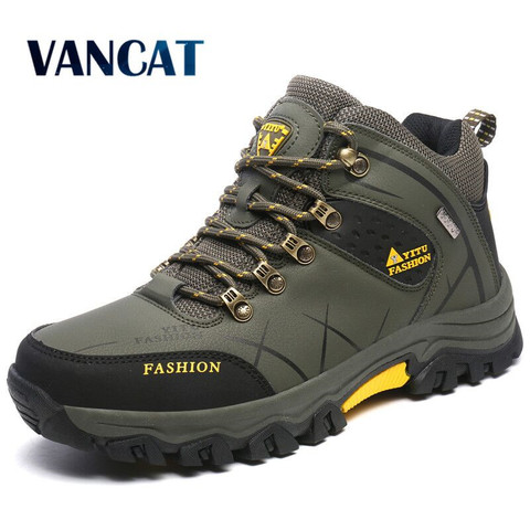 Brand Men's Winter Snow Boots Plush Warm Ankle Boots Waterproof Leather Sneakers Outdoor Male Hiking Boots Work Shoes Size 39-47 ► Photo 1/6