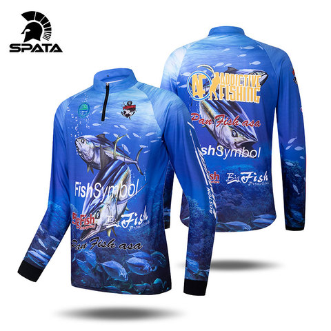 SPATA New Breathable Fishing Shirts Men Cycling Long Sleeve Tuna Fishing Clothes Anti-UV Sun Protection Quick Dry Fishing Jersey ► Photo 1/6