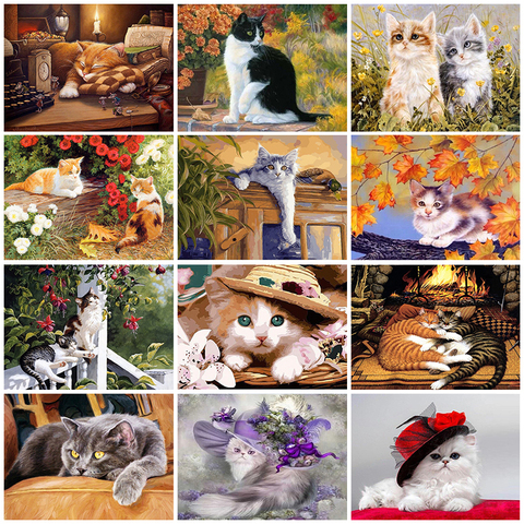 GATYZTORY Paint By Numbers For Adults Children Cats Picture DIY HandPainted Oil Painting Home Decoration Unique Gift ► Photo 1/5