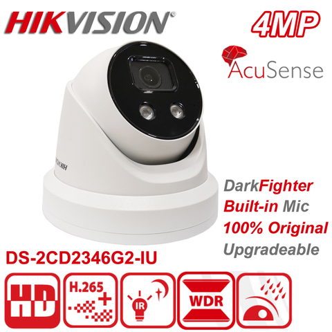 Original Hikvision DS-2CD2346G2-IU 4MP POE WDR IR DarkFighter Built-in Mic AcuSense Network Turret Camera ► Photo 1/2
