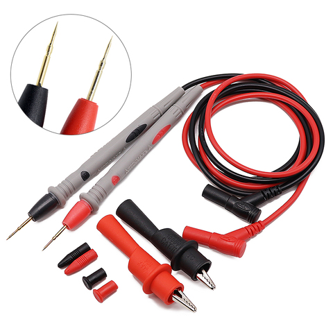 1 pair Digital Multimeter probe Soft-silicone-wire Needle-tip Universal test leads with Alligator clip For LED tester Multimetro ► Photo 1/6