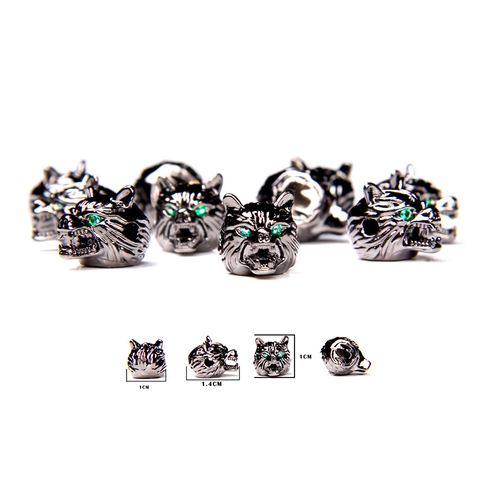 3D High quality Gun Black Wolf Alsatian dog head beads metal loose spacer beads charm for jewelry making bracelet handmade diy ► Photo 1/6