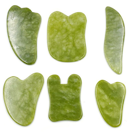 Green Natural Jade Guasha Scrapping Plate Gua Sha Massager Face Meridian Scrapping Plate Piece Massage Tools Arm Massage Tool ► Photo 1/6