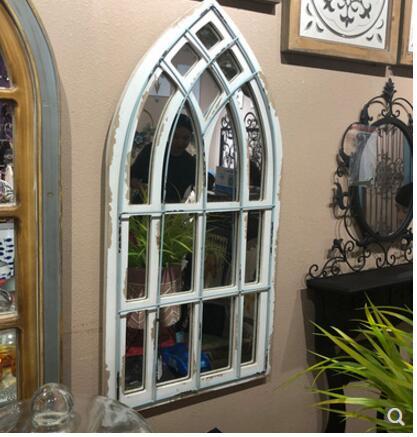 American country retro make old fake Windows make old mirror wall hanging window mirror wall decoration porch shop window decora ► Photo 1/4
