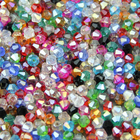 JHNBY 4mm 100pcs AAA Bicone Austrian crystals loose beads ball supply AB color plating ,bracelet necklace Jewelry Making DIY ► Photo 1/2