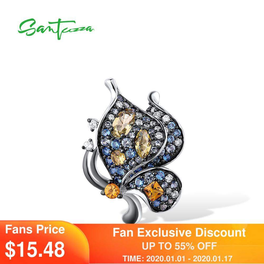 SANTUZZA Silver Pendant For Women 925 Sterling Silver Delicate Blue Butterfly Shiny Blue Spinel Yellow CZ Trendy Fine Jewelry ► Photo 1/6