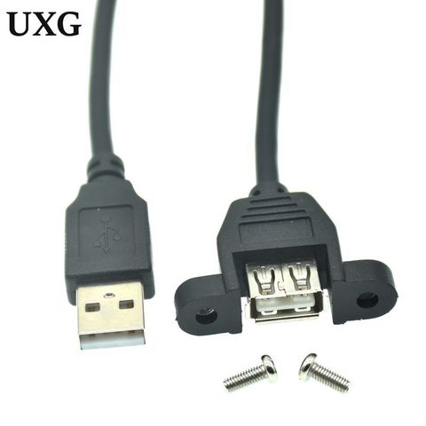 30cm 1M 5M 1.5M USB 2.0 Male to Female Extension Cable with Panel Mount Screw hole lock connector adapter connector for computer ► Photo 1/6