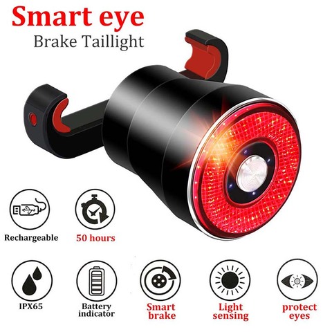 Smart Bike Light Brake induction Bicycle Back Lights USB Charging 22 COBLED 3Mode Rainproof Tail light Mtb Mountain Cycle light ► Photo 1/6