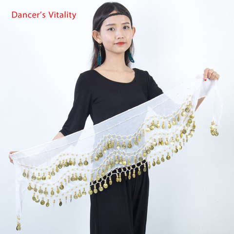 Belly dance belt costumes sequins tassel belly dance hip scarf for women belly dancing belts indain colors 128 coin dance belt ► Photo 1/6