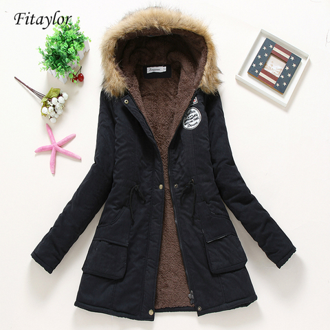 Fitaylor New Winter Padded Coats Women Cotton Wadded Jacket Medium Long Parkas Thick Warm Hooded Quilt Snow Outwear Abrigos ► Photo 1/6