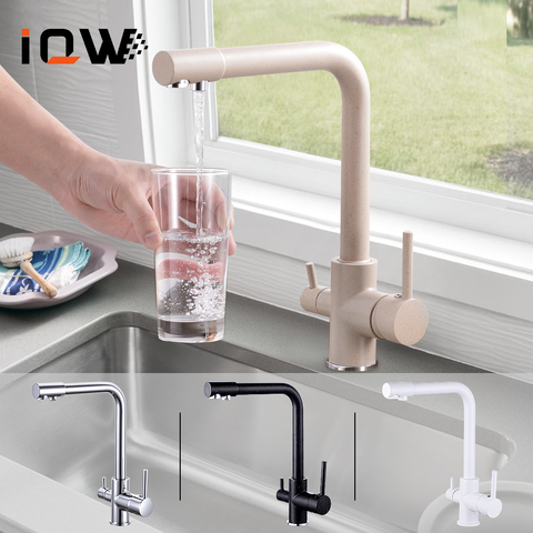 Kitchen Faucet 360 Degree Rotation Filtered Water Double Handle  Kitchen Sink Tap Hot And Cold Water Mixer ► Photo 1/6