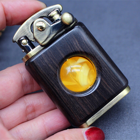 Retro Wooden Beads Lighter Flint Kerosene Lighter Gasoline Rosewood Solid Personality Creative Lighter collection Gadget For Man ► Photo 1/6