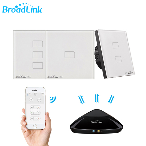 Broadlink TC2 EU Standard Light Switch Modern Design White Touch Panel Wifi Wireless Smart Control Via RM4 Pro/RM pro ► Photo 1/5