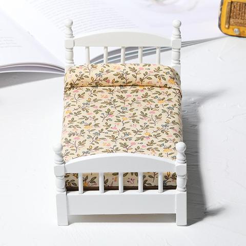 1/12 Cute Miniature Wood Bed Living Room Toy Decor Furniture Model Ornament Kids Educational Toys for Children Gifts ► Photo 1/6
