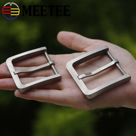 Meetee Solid Pure Titanium Pin Belt Buckles Harmless To Skin for Men Jeans Clothing Accessories Leather Craft  Width 37/39mm ► Photo 1/3