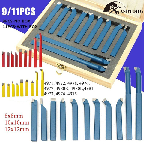 12/10/8mm 11Pcs Carbide Tip Tipped Cutter Tool Bit Cutting Set for Metal Lathe Tooling ► Photo 1/6