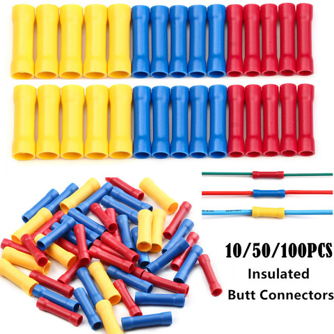 10/50/100pcs Assorted  Insulated Crimp Terminals Electrical Wire Cable Butt Connectors Crimping Terminal BV1.25 BV2.5 BV5.5 ► Photo 1/6