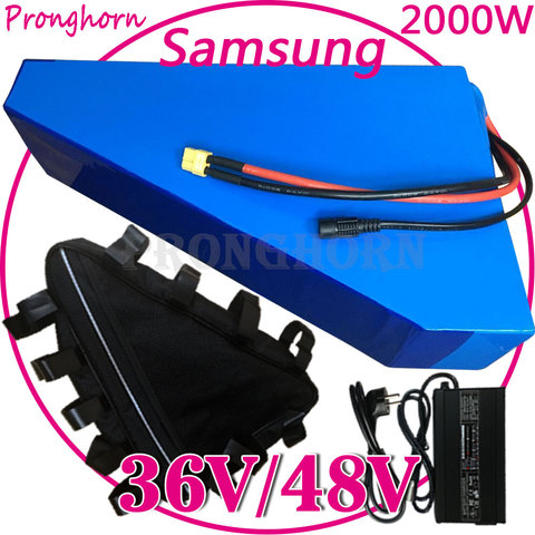 Free Tax 36V 48V 13Ah 15Ah 18Ah 20Ah 22AH 25Ah 30Ah 35Ah 1000W 1500W 2000W Electric Bike Triangle Lithium Battery with Bag+Charg ► Photo 1/6