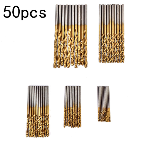 50Pcs/lot 1/1.5/2/2.5/3mm  Titanium Coated Drill Bits HSS High Speed Steel Drill Bits Set Tool Power Tools ► Photo 1/6