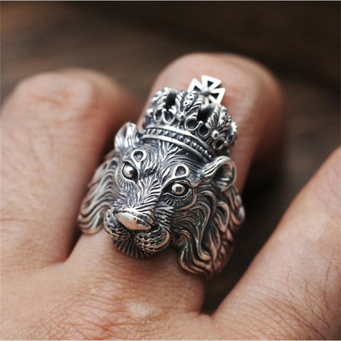 Men's creative hip-hop domineering lion king crown punk retro exquisite fashion party boy birthday gift jewelry wholesale ► Photo 1/6