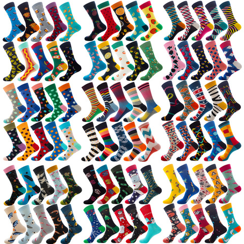 2022 Hot Sale Casual Men Socks New Socks fashion design Plaid Colorful happy Business Party Dress Cotton Socks Man ► Photo 1/6