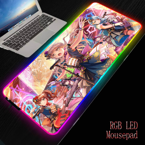 MRGBEST BanG Dream MinatoYukina Anime RGB Mouse Pad Large Led Computer Mousepad with Backlight Carpet for Keyboard Desk Mat ► Photo 1/6