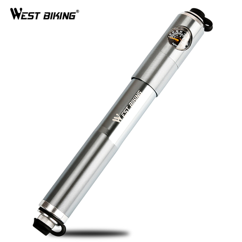 WEST BIKING High Pressure 160 PSI Bicycle Pump Mini Portable Handle Tire Inflator Air Pump Alloy Cycling Bike Pump With Gauge ► Photo 1/6