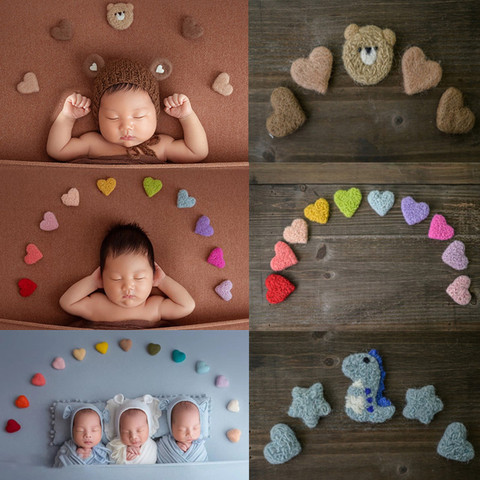 5/7/10 Pcs/Set Newborn Photography Props DIY Handmade Baby Wool Felt Dinosaur Stars Love Heart Doll Photography Studio Props ► Photo 1/6