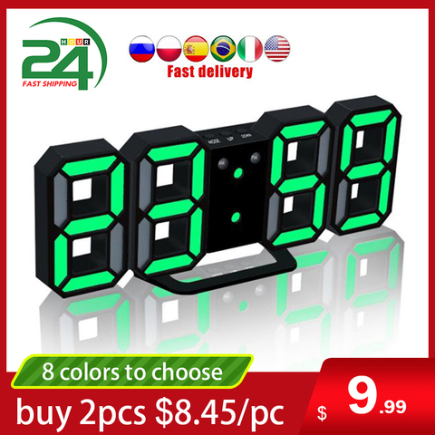 3D LED Digital Alarm Clocks Wall Hanging Watch Snooze Function Table Clock Calendar Thermometer Display Office Electronic Watch ► Photo 1/6