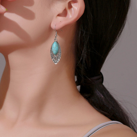 Modyle Vintage  Lovely Water Drop Earrings for Women Fashion Jewelry Turquoises Pendants Long Earring Bijoux Femme Gifts ► Photo 1/5