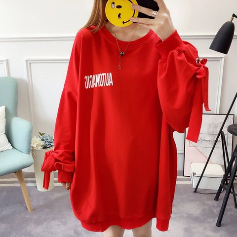 Bust 145cm Hoodies Women Autumn Simple All-match Letter Printed Leisure Oversize Pullovers Thin Loose Streetwear Sweatshirts ► Photo 1/6