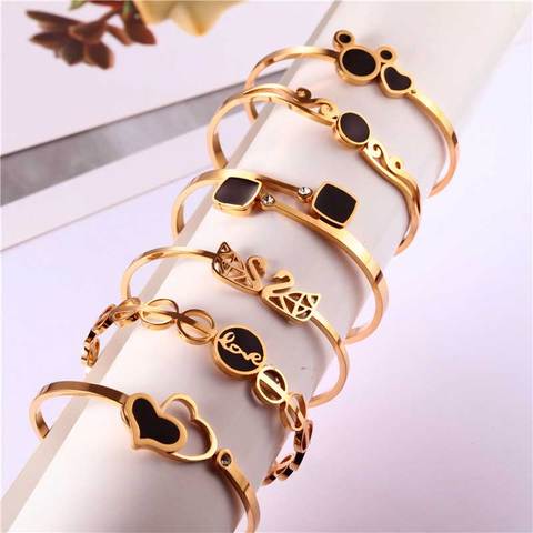 OUFEI Luxury Heart Bracelets Bangles For Women Stainless Steel Jewelry Woman Vogue 2022 Jewellery Accessories Free Shipping ► Photo 1/6