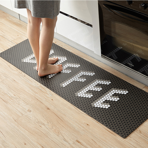 180X45cm/150X45cm Coffee Printed Kitchen Floor Mat Modern Anti-skid Waterproof Rug PVC Leather Bath Mat Long Runners Carpets ► Photo 1/6