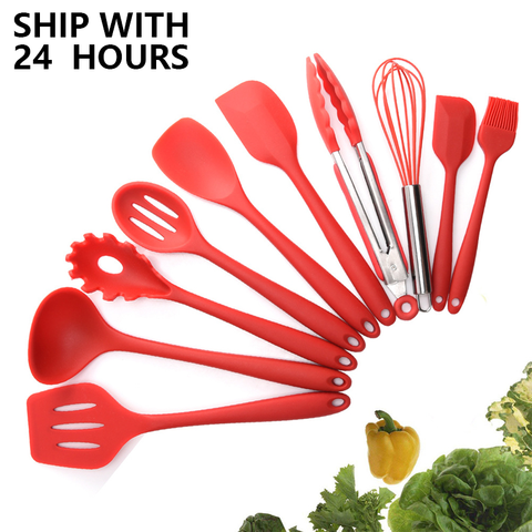 10 Pcs Heat Resistant Silicone Cookware Set Nonstick Cooking Tools Kitchen Baking Tool Kit Utensils Kitchen ► Photo 1/6