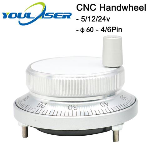 Free Shipping CNC Pulser Handwheel 5V 6pin Pulse 100 Manual Pulse Generator Hand Wheel CNC Machine 60mm Rotary Encoder ► Photo 1/6