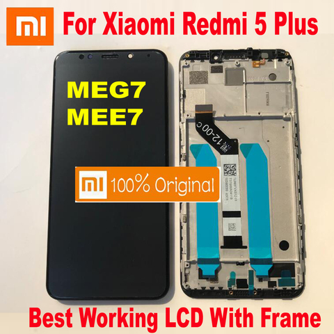 100% Original Working LCD Display 10 Touch Screen Panel Digitizer Assembly with frame for Xiaomi Redmi 5 Plus MEG7 MEE7 Sensor ► Photo 1/4