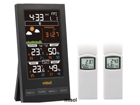 1pcs of misol Wireless weather station with 2 sensors, 3 channels, color screen ► Photo 1/6