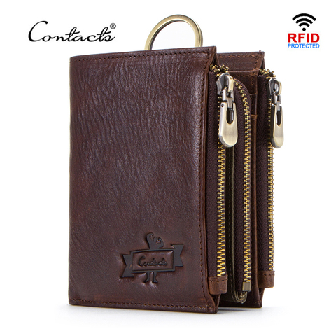 CONTACT'S 100% cow leather men's wallet RFID male portmane short cuzdan mens card holders coin purse cartera hombre man's walet ► Photo 1/1