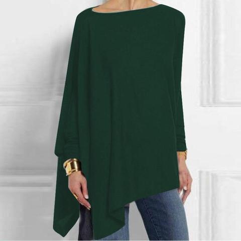 Jocoo Jolee Cotton Irregular Womens Tops And Blouses Casual O Neck Long Sleeve Loose Shirt Female Solid Sweatshirt Solid Pullove ► Photo 1/6