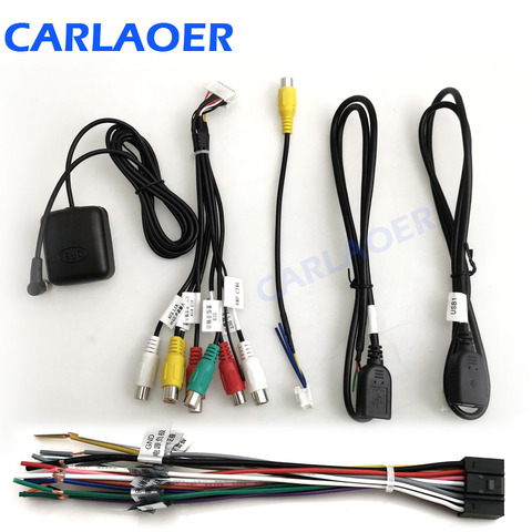 Car Android radio power cable GPS antenna RCA reversing rear view RCA 2 USB extension cable ► Photo 1/6