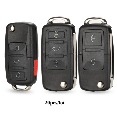 jingyuqin 20pcs/lot Flip Car Remote Flip Key Shell Case Fob For Vw Jetta Golf Passat Beetle Polo Bora MK4 Seat Altea Skoda ► Photo 1/6