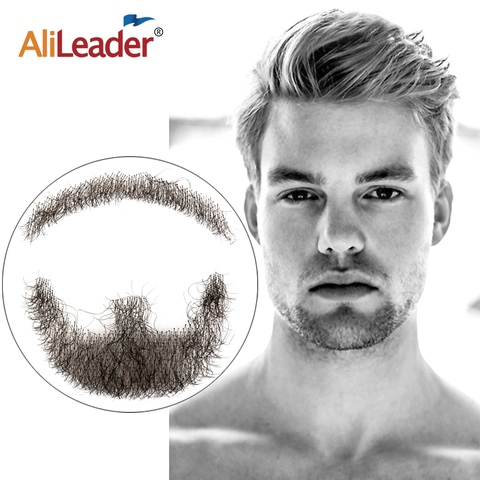 Alileader Top Selling Fake Beard Hand Made 100 percent Real Hair Swiss Lace Comfortable Invisible Remy Hair Mustache For Men ► Photo 1/6