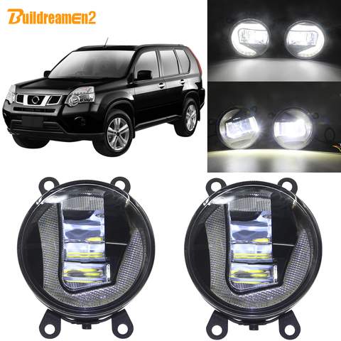 Buildreamen2 2 X Car LED Projector Fog Light + Daytime Running Lamp DRL White 12V High Bright For Nissan X-Trail T31 2007-2013 ► Photo 1/6