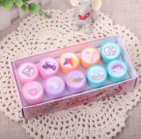 10pcs/Set Children Toy Stamps Cartoon Unicorn Flamingos Mermaid Stamper DIY Cartoon  Toys ► Photo 1/4