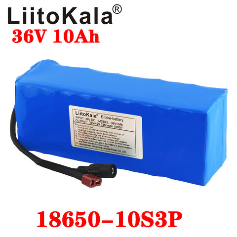 LiitoKala 36V 10Ah 500W High power&capacity 42V 18650 lithium battery pack ebike electric car bicycle motor scooter with BMS ► Photo 1/1