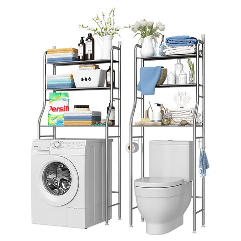 Stainless Steel Bathroom Storage Shelf Floor Stand Washing Machine Toilet Organizer Shower Floor Storage Towel Rack Soap Holder ► Photo 1/6