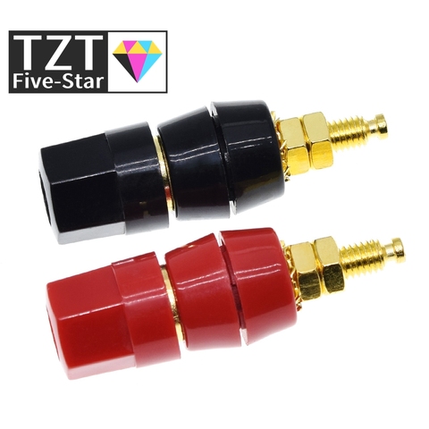 TZT 1pair(black+red) Terminals Red Black Connector Amplifier Terminal Binding Post Banana Speaker Plug Jack Adapter Socket ► Photo 1/6